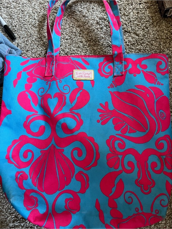 Lilly Pulitzer Handbags - Lilly Pulitzer Turquoise & Hot Pink Printed Tote